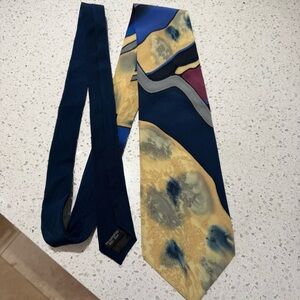 Robert Daskal hand painted Stylish Multicolor Tie with Abstract Design